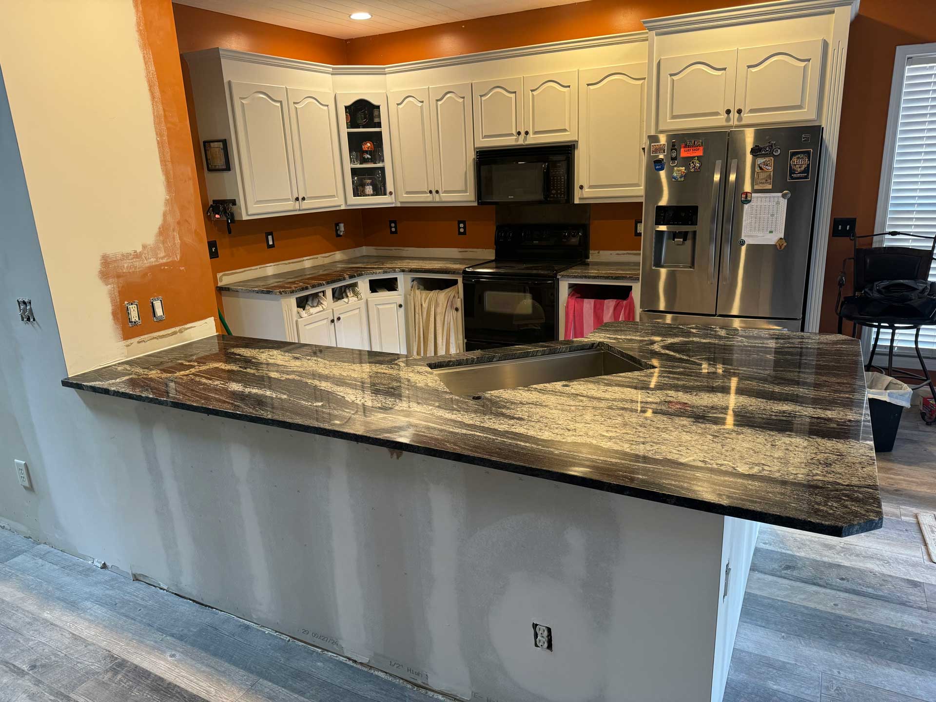 Modern home interior with porcelain